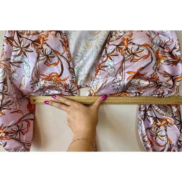 Hello Molly Don't Stop Me Mid-Riff Cut Out Puffy Sleeve Midi Dress Size 6 - Picture 13 of 14